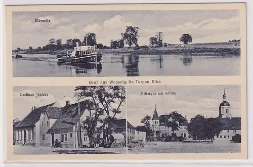 51078 Mehrbild Ak Gruß aus Wessnig Kreis Torgau Elbe Gasthof, Rittergut usw.