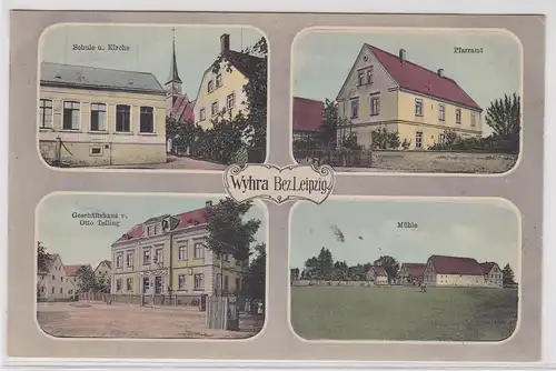 903698 Mehrbild Ak Wyhra Bezirk Leipzig Mühle, Pfarramt, Schule usw. 1911