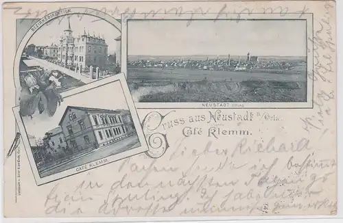 904163 Mehrbild Ak Gruß aus Neustadt an der Orla Café Klemm 1896