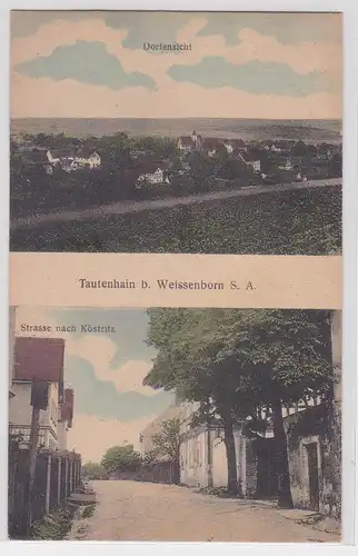 903434 Mehrbild Ak Tautenhain bei Weissenborn S.-A. Straße nach Köstritz um 1920