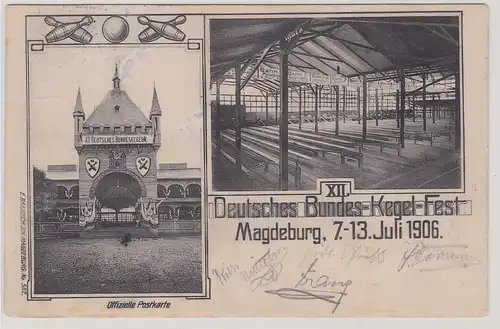 904286 Mehrbild Ak XII.Deutsche Bundes Kegel Fest Magdeburg 1906