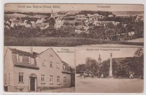 904106  Mehrbild Ak Gruß aus Kayna Kriegerdenkmal, Gemeindehaus usw. 1917