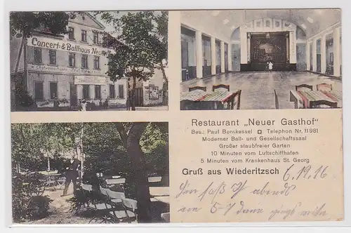903717 Mehrbild Ak Gruß aus Wiederitzsch Restaurant "Neuer Gasthof" 1916