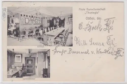 903713 Mehrbild Ak Cöthen Freie Burschenschaft "Thuringia" Kneipe usw. 1910
