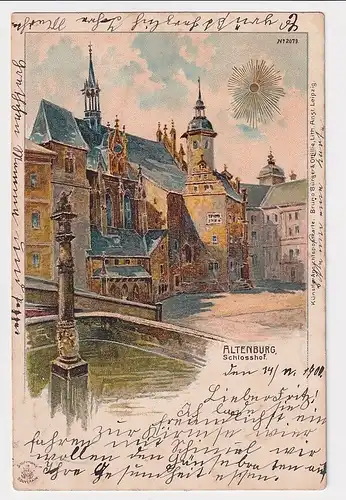 50040 Bruno Bürger Ak Lithographie Altenburg Schlosshof 1900