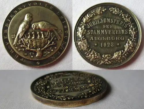 990er Silber Medaille Jubiläumspreis des Stammvereins Augsburg 1928 (158365)