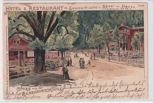 33665 Ak Lithographie Gruß aus der Rabenauer Mühle Hotel & Restaurant 1902