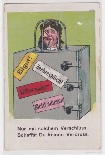 905092 Humor Ak "Nur mit solchem Verschluß, schaffst Du keinen Verdruss!" um1930