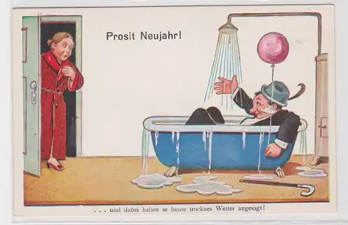 905107 Prosit Neujahr Humor Ak "..trockenes Wetter angesagt!" um 1940