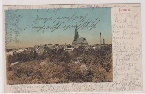 903763 Ak Demmin Totalansicht mit Kirche 1905