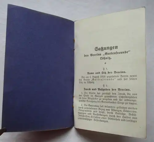 Satzungen des Vereins "Gartenfreunde" Lößnitz 28. März 1930 (124742)