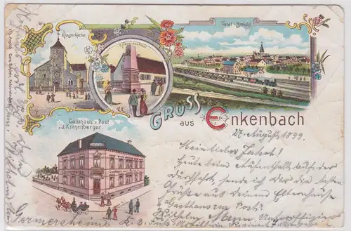 41645 Ak Lithographie Gruss aus Enkenbach Gasthaus zur Post usw. 1899