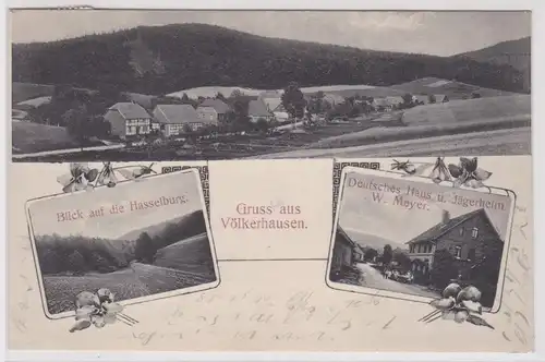 902937 Mehrbild Ak Gruß aus Völkerhausen Deutsches Haus & Jägerheim usw. 1917