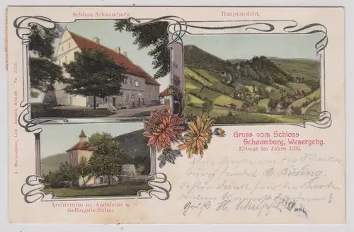 903047 Ak Gruß vom Schloss Schaumburg (Wesergebirge) 1906