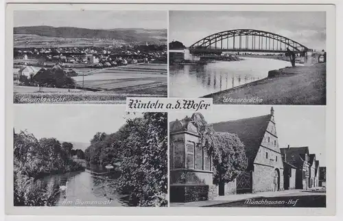 903093 Mehrbild Ak Rinteln an der Weser Weserbrücke, Münchhausen Hof 1942