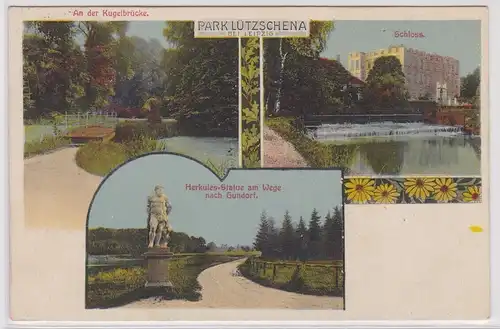 902346Mehrbild Ak Park Lützschena bei Leipzig Schloß usw. 1912