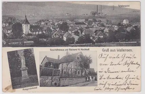 902935 Mehrbild Ak Gruß aus Wallensen Geschäftshaus, Bäckerei usw. 1909