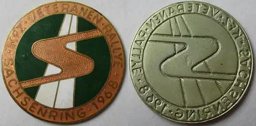 emaillierte DDR Medaille Plakette KFZ Veteranen-Rallye Sachsenring 1968 (122633)