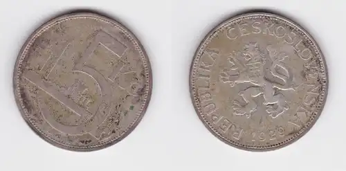 5 Kronen Silber Münze Tschechoslowakei 1929 ss (163360)