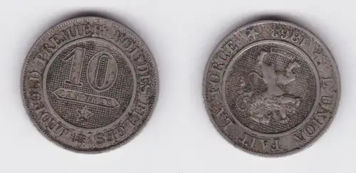 10 Centimes Kupfer Nickel Münze Belgien 1863 ss (163135)