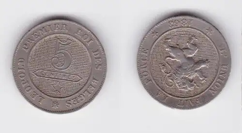 5 Centimes Kupfer Nickel Münze Belgien 1863 ss (162975)
