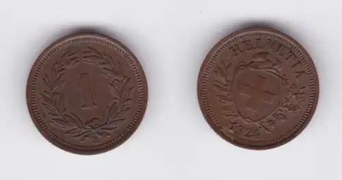 1 Rappen Kupfer Münze Schweiz 1924 B f.vz (163355)