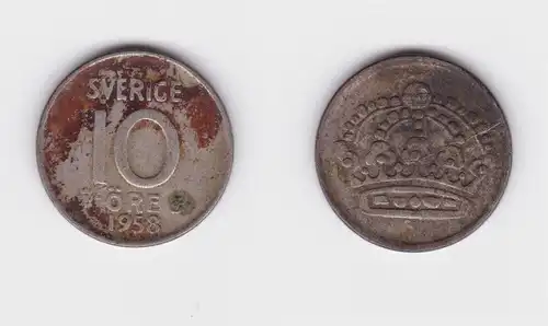 10 Öre Silber Münze Schweden 1958 ss (162970)