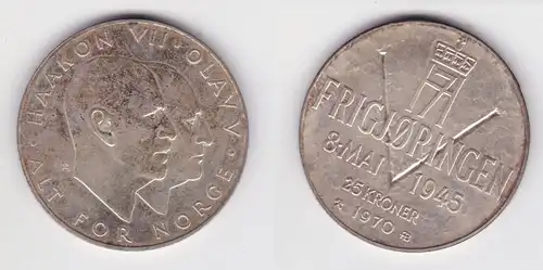 25 Kronen Silber Münze Norwegen 25. Jahrestag des Sieges der Alliierten (163019)