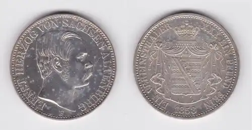 1 Vereinstaler Silber Münze Sachsen Altenburg 1858 F vz/Stgl. (162962)
