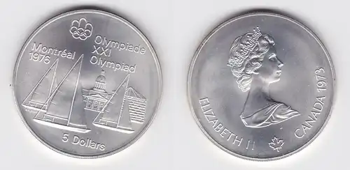 5 Dollar Silber Münze Canada Kanada Olympiade Montreal Segeln 1973 (162875)