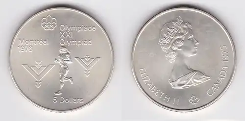 5 Dollar Silber Münze Canada Kanada Olympiade Montreal Läufer 1975 (162804)