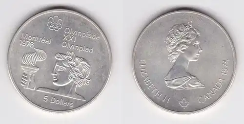 5 Dollar Silber Münze Canada Kanada Olympiade Montreal Fackel 1974 (162825)