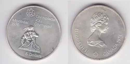 5 Dollar Silber Münze Canada Kanada Olympiade Montreal Indianer 1974 (162838)