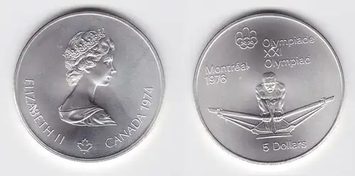 5 Dollar Silber Münze Canada Kanada Olympiade Montreal Ruderer 1974 (162845)
