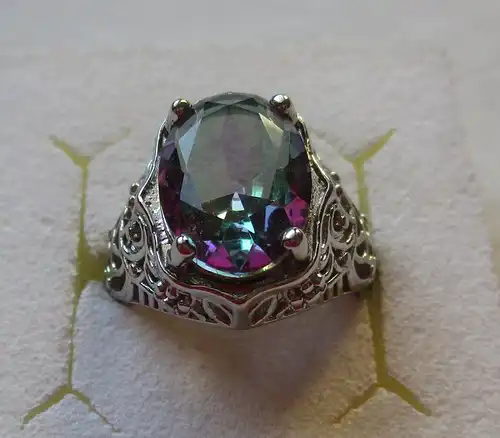 hochwertiger 925er Sterling Silber Ring mit mehrfarbigem Schmuckstein (160956)