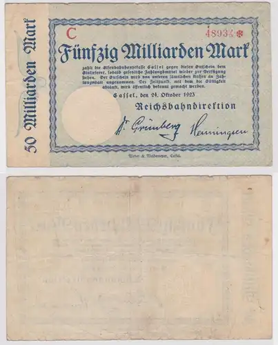 50 Milliarden Mark Banknote Reichsbahndirektion Cassel 24. Oktober 1923 (150530)
