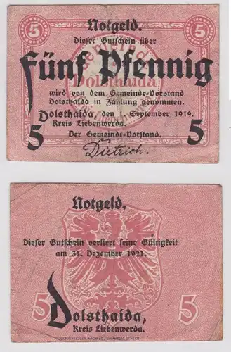 5 Pfennig Banknote Notgeld Gemeinde Dolsthaida 1. September 1919 (158388)