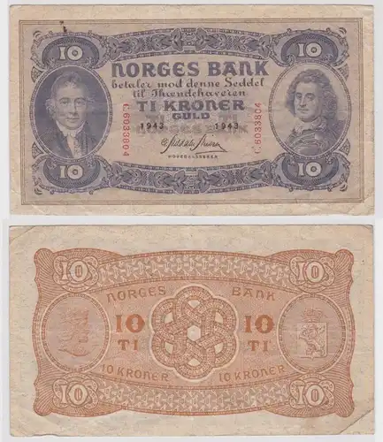 10 Kronen Banknote Norwegen 1943 Pick 8 c (156062)