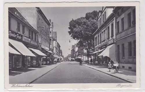 69361 Ak Haldensleben - Blick in die Hagenstraße mit Geschäften um 1930