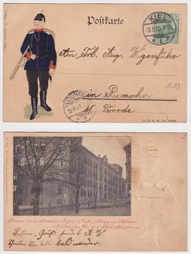 902094 Präge Ak Kiel Bergstraße Kaserne Inf.Regt.85, 1903