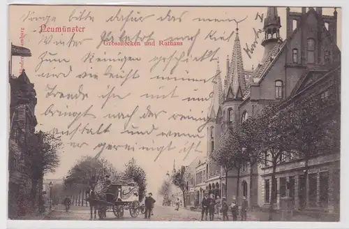 901734 Ak Neumünster Grossflecken und Rathaus 1904