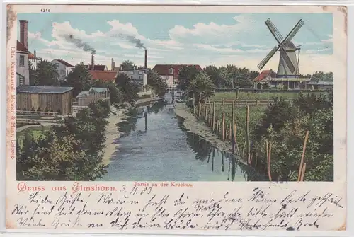 901114 Ak Gruß aus Elmshorn Partie an der Krückau mit Windmühle 1903
