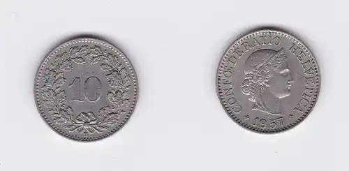 10 Rappen Kupfer Nickel Münze Schweiz 1957 B (117980)