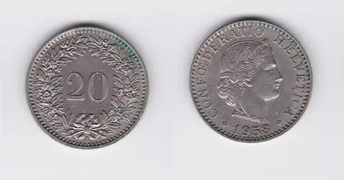 20 Rappen Kupfer Nickel Münze Schweiz 1958 B (117977)