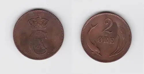 2 Öre Kupfer Münze Dänemark 1874 Delphin (133499)