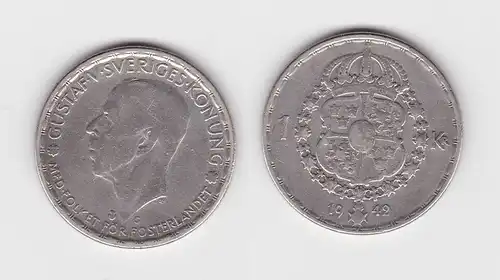 1 Krone Silber Münze Schweden 1942 (153670)