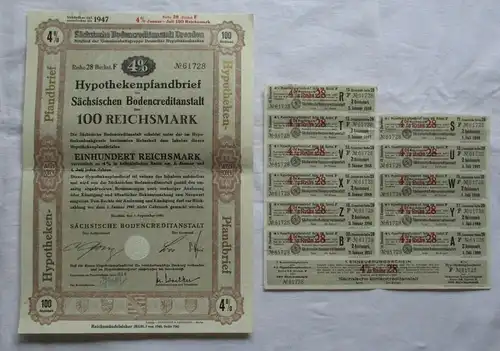100 RM Schuldverschreibung Sächsische Bodencreditanstalt Dresden 1940 (150558)