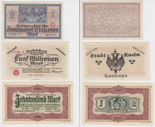3 Banknoten Inflation Stadt Köln 1923 (152449)