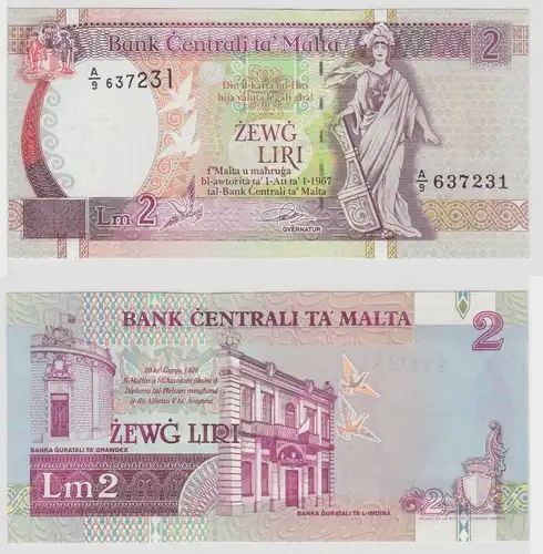 2 Liri Banknote Malta L.1967 (1994) P 45 kassenfrisch UNC (151965)