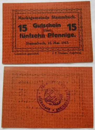 15 Pfennig Banknote Notgeld Marktgemeinde Stammbach 15. Mai 1917 (164666)